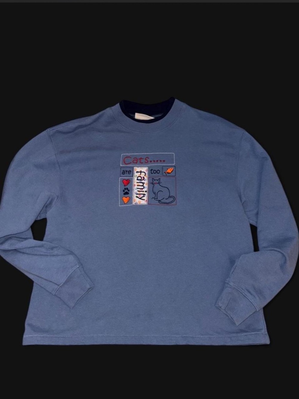 Vintage MC Sportswear Embroidered "Cats are Family Too" Sweatshirt 🐱💙